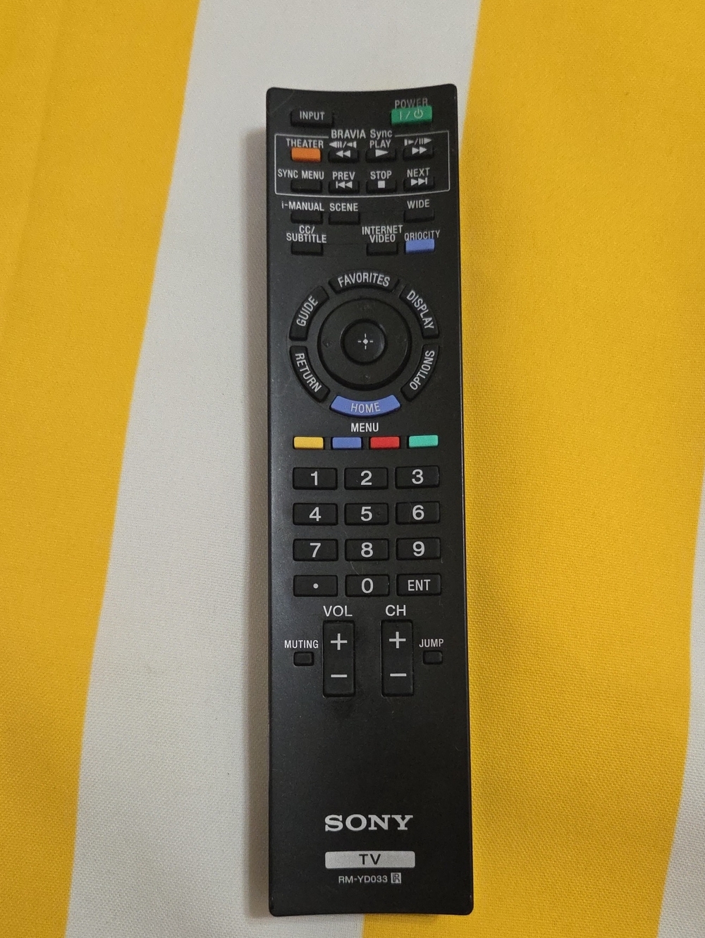 Sony RM-YD033 OEM BRAVIA TV Remote Control Genuine Original Black Tested